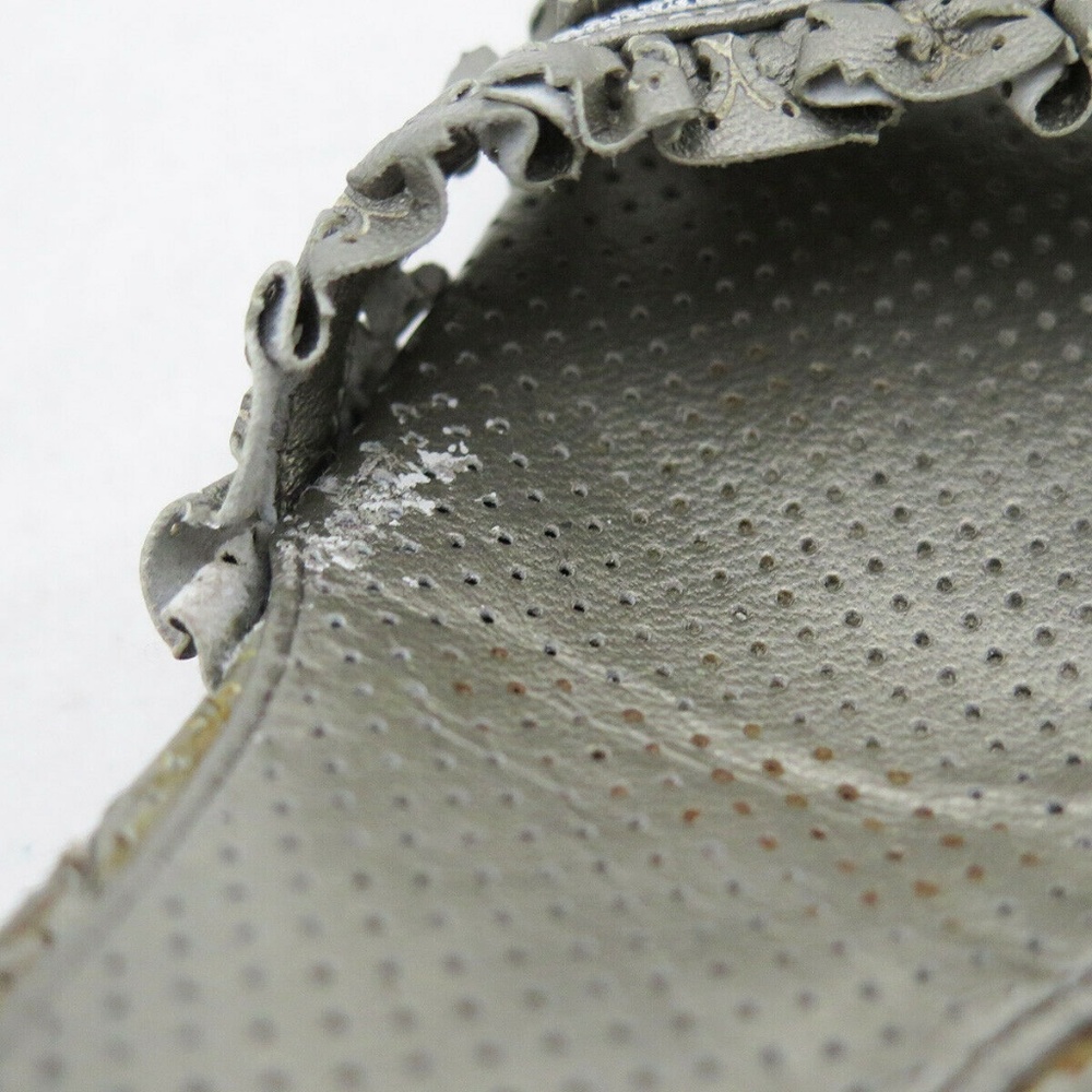 Gray Sandals Size 37 Silver Leather heeled slide 7 - Picture 7 of 8